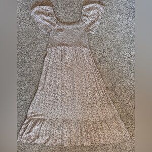 Heyson Floral Smocked Midi Dress Size L Flutter Sleeve (Maternity Friendly)